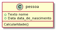 Classe pessoa em UML