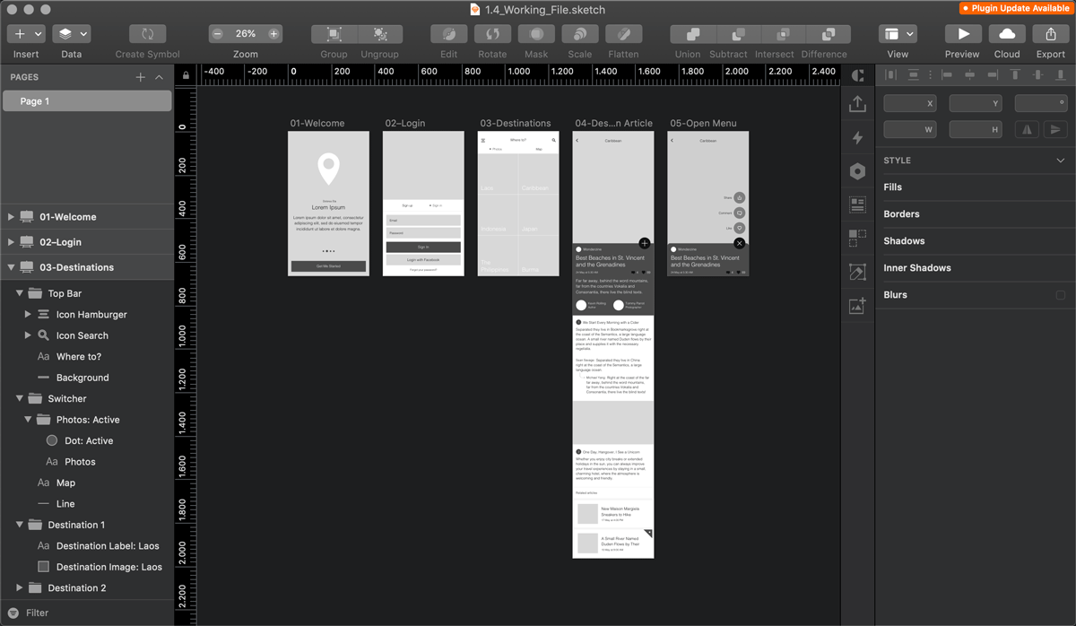 Imagem de 5 pranchetas de wireframes para aplicativos no sketch