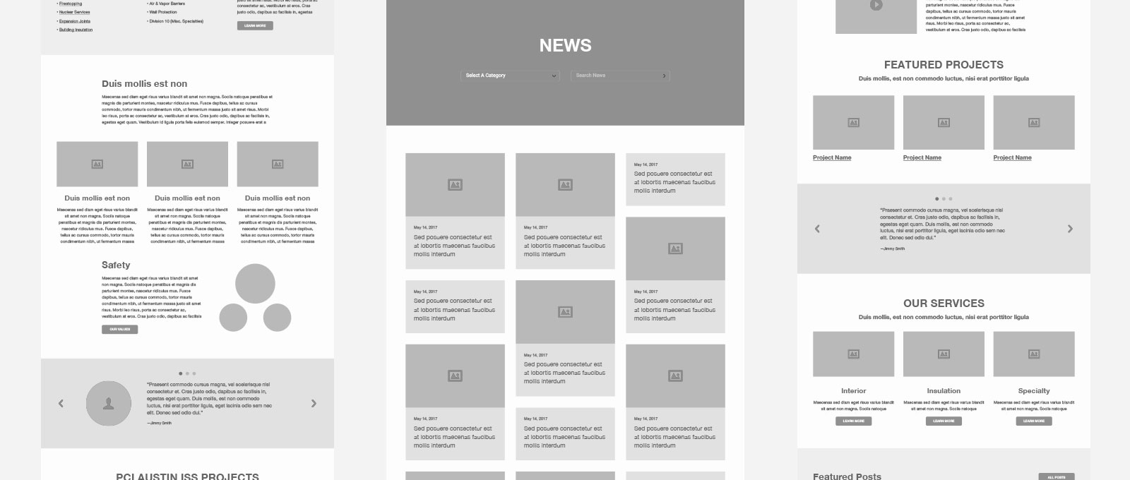 Wireframe de alta fidelidade de uma página web